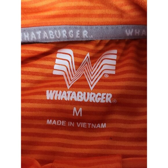 Whataburger Men's Collared‎ Polo Sz M Uniform Orange Striped Employee Workwear - Picture 6 of 8